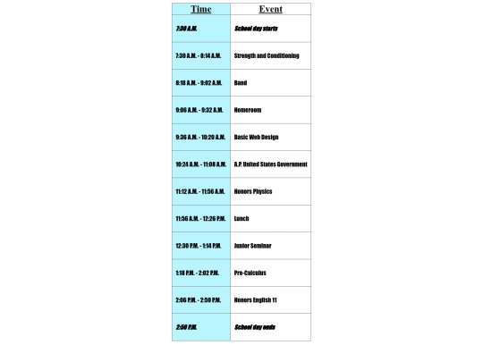 schedule screenshot