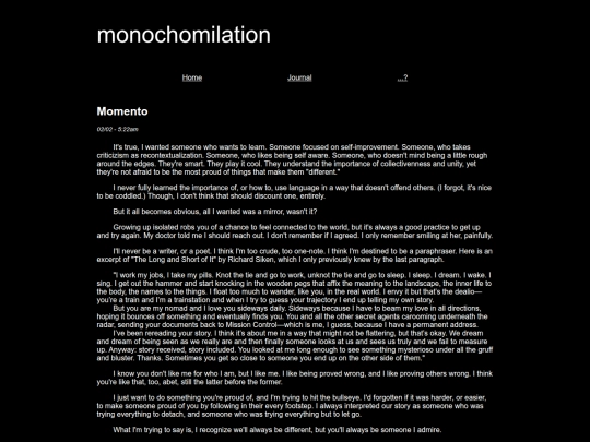 journal/momento screenshot