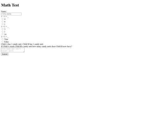 MathTest screenshot