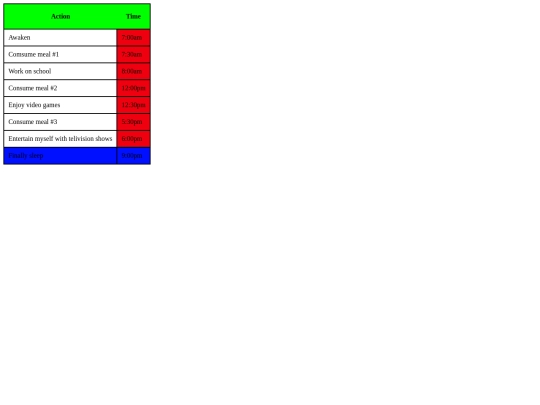 Schedule screenshot
