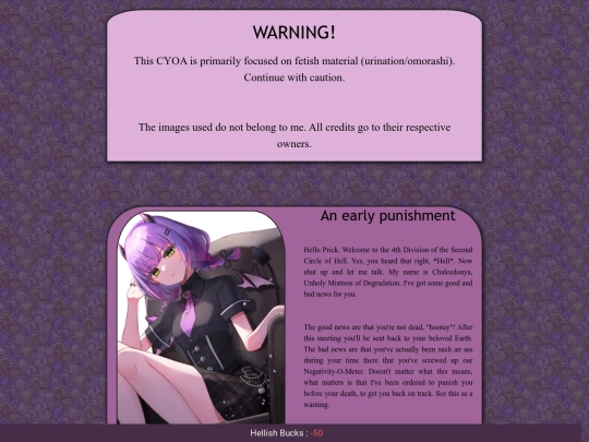 earlypunish/cyoa screenshot