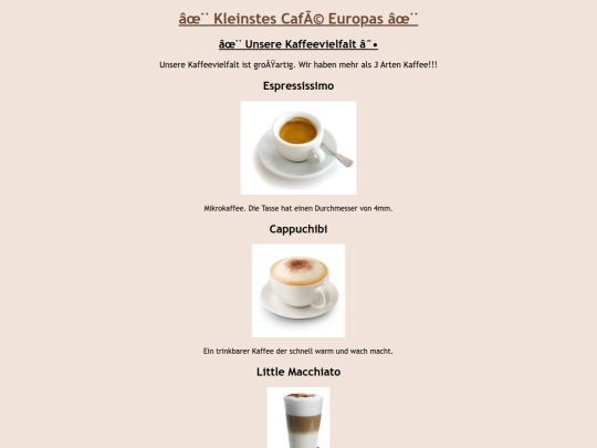 cafe/Kaffeevielfalt/kaffee screenshot