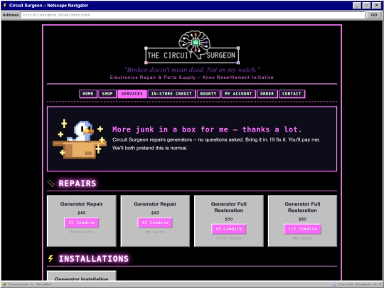 services screenshot