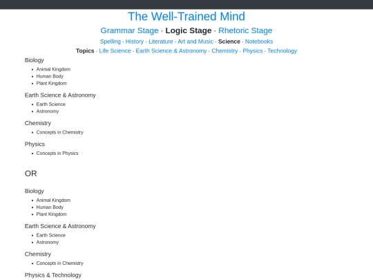 logic/science/topics screenshot