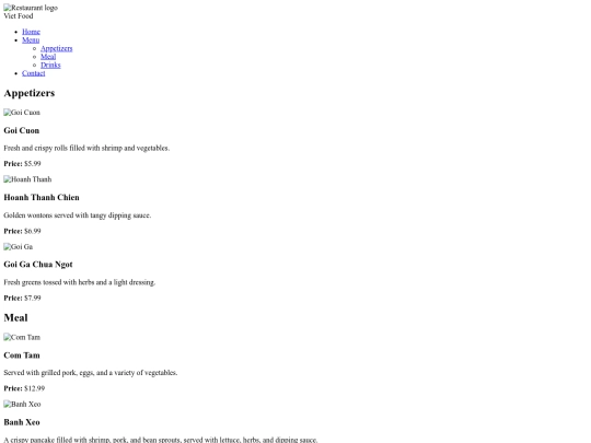 menu screenshot