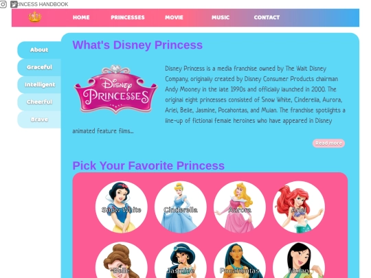 princess handbook/html/princesses screenshot
