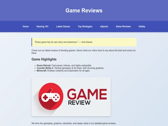 gameReviews screenshot