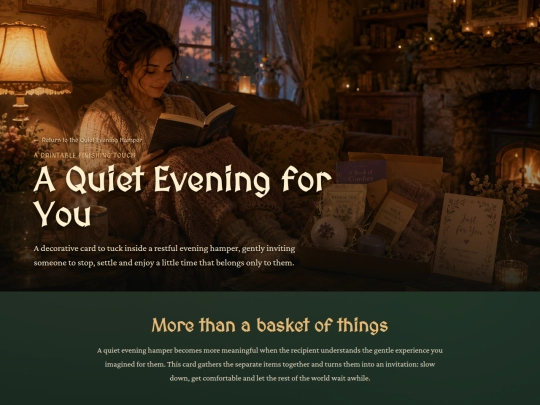 quiet-evening-hamper-card screenshot