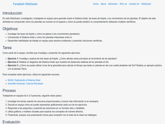 webquest screenshot