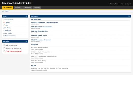 blogs/blackboard screenshot