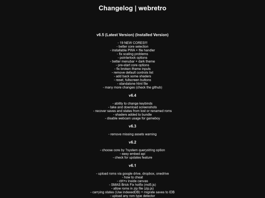 info/changelog screenshot