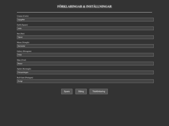 Calender/Explanation screenshot