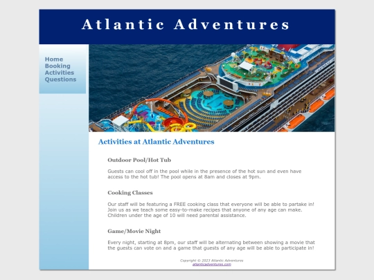 2nd Website/activities screenshot