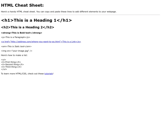 html-cheat-sheet screenshot