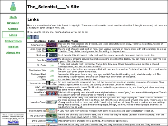 links screenshot