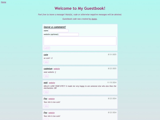 guestbook screenshot
