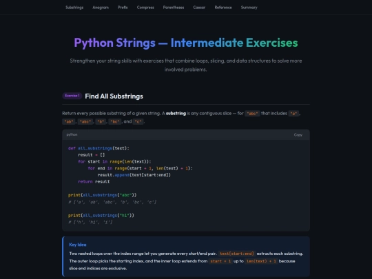 python_strings_exercises_intermediate screenshot