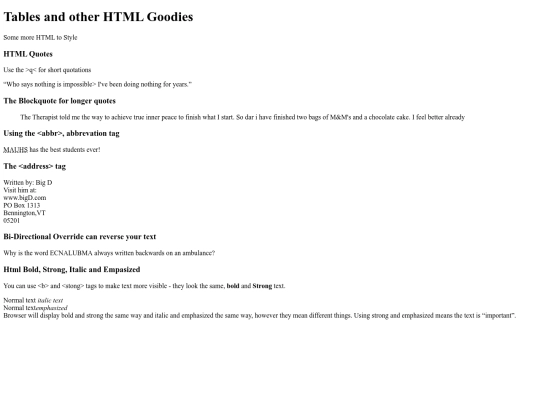 tables screenshot