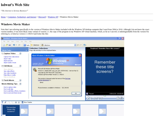 comp/microsoft/winxp/movie-maker screenshot