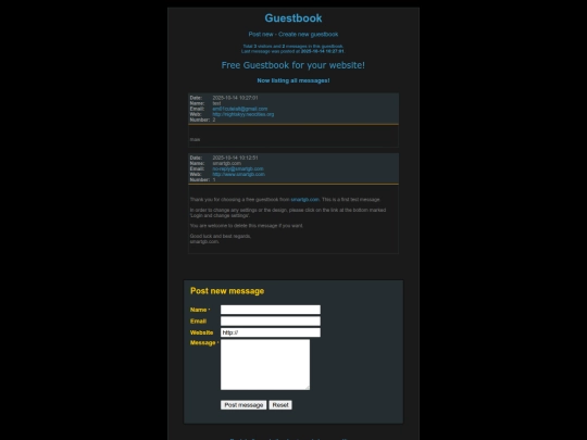guestbook screenshot
