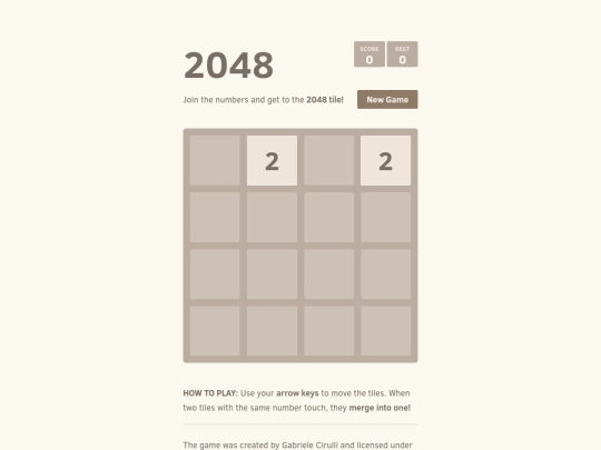 2048 screenshot