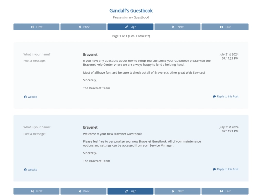 guestbook screenshot