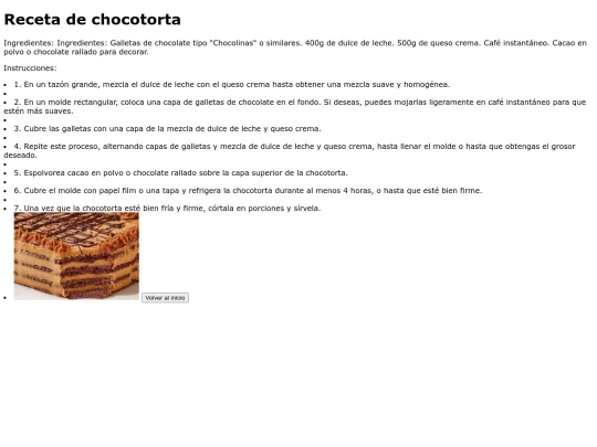 Recetario/Chocotorta screenshot
