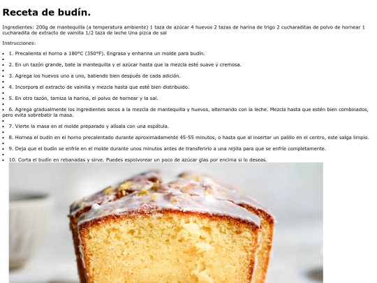 Recetario/budin screenshot