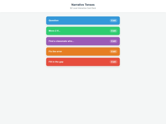 Tests/Cards (Narrative tenses B2) screenshot