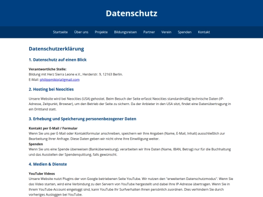 Datenschutz screenshot