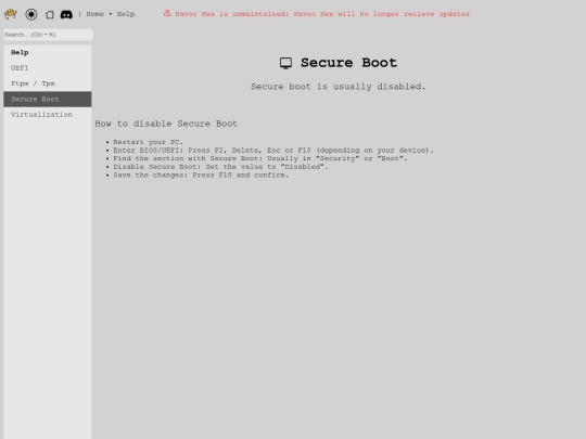 havochex/help/secure-boot screenshot