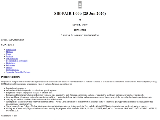 Programs/sib-pair screenshot