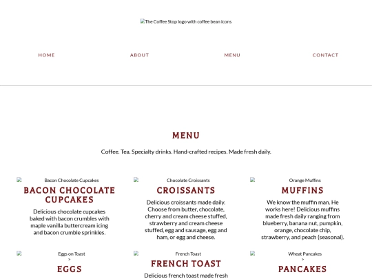 the-coffee-stop/menu screenshot