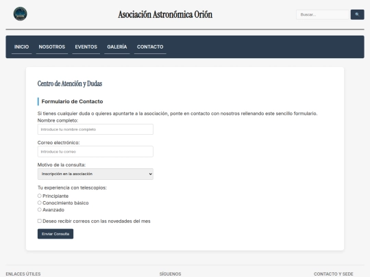 pages/contacto screenshot