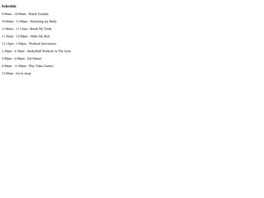 schedule screenshot