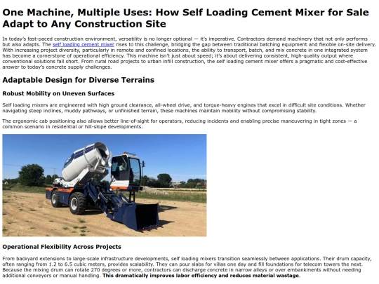 one_machine_multiple_uses_how_self_loading_cement_mixer_for_sale_adapt_to_any_construction_site screenshot