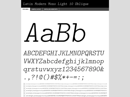 CARI/web fonts/latinmodernmonolight_10oblique_macroman/lmmonolt10-oblique-demo screenshot