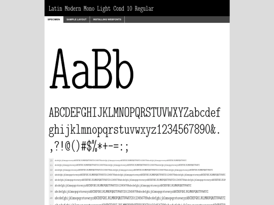 CARI/web fonts/latinmodernmonolightcond_10regular_macroman/lmmonoltcond10-regular-demo screenshot
