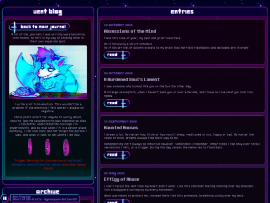 journal/venting screenshot