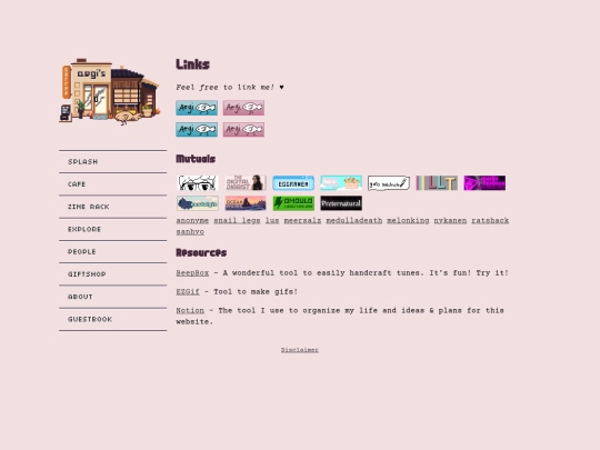 links screenshot