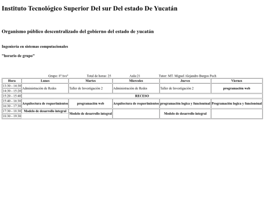 horario screenshot
