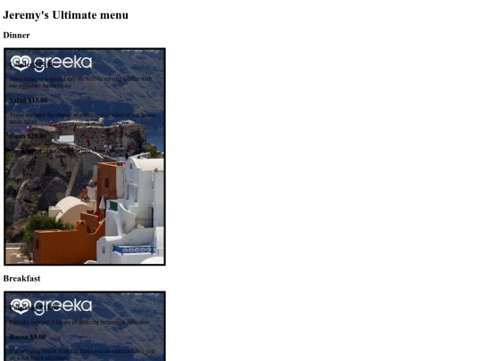 MenuAssigment screenshot