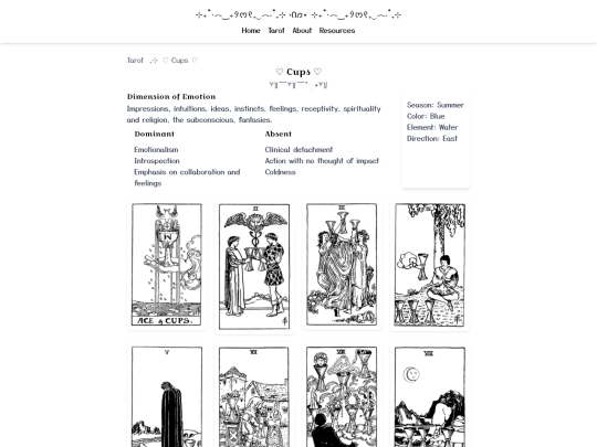 tarot/cups screenshot