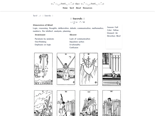 tarot/swords screenshot