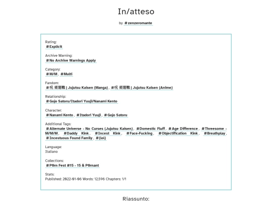 fanfic/JJK/inatteso screenshot