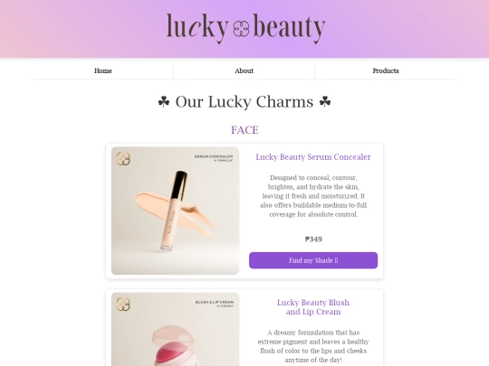 products screenshot