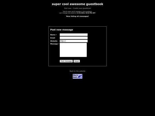 guestbook screenshot