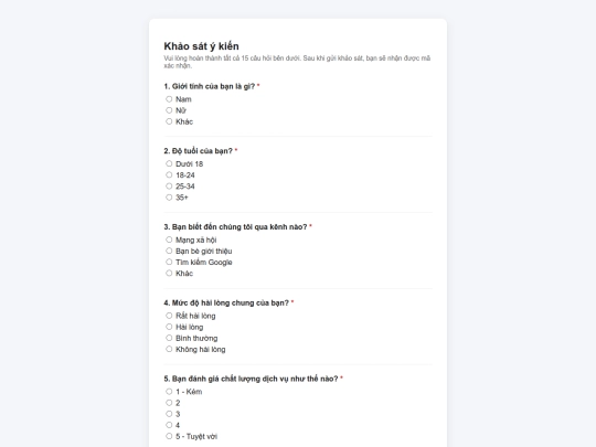 Survey screenshot