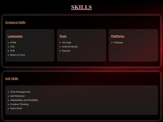 Skills screenshot
