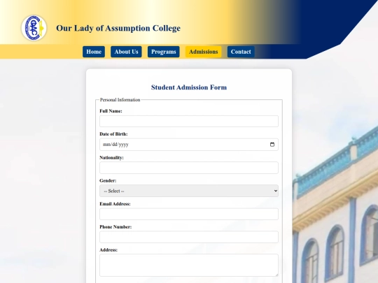 thesisolac/admission screenshot